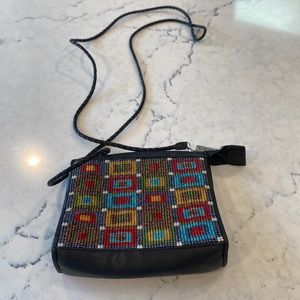 Brighton mini beaded bag with long braided strap